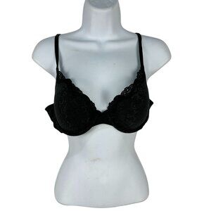Victorias Secret Black Lace Underwire Bra 36B Nylon/Spandex